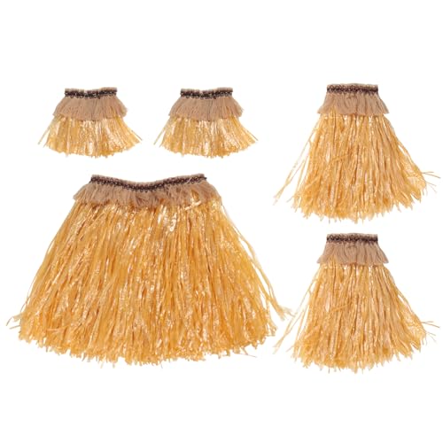 GALPADA 5pcs Grass Skirt Hula Skirt Hawaiian Costume Grass Skirt Performance Costume Set Party Accessory von GALPADA