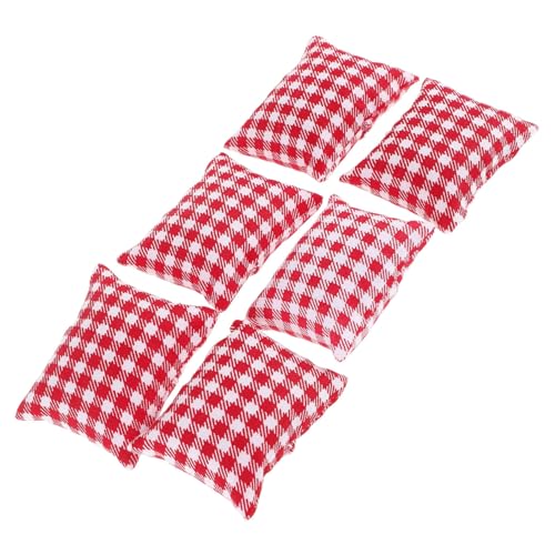 GALPADA 6 Stück Maßstab Rote Karomuster Stoff Sofakissen Dekoration für Mini Haus Puppenhaus Zubehör Niedliches Wohnaccessoire GALPADA 6 Stück Maßstab Rote Karomuster Stoff Sofakissen Dekoration für Mini Haus Puppenhaus Zubehör Niedliches Wohnaccessoire von GALPADA