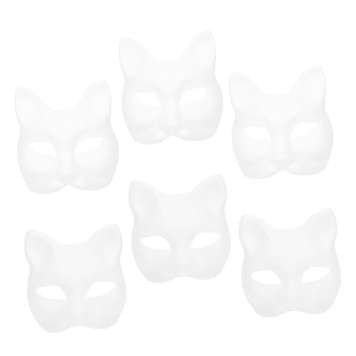 GALPADA 6St handbemalte Maske Katzenskelettmaske leere Halloween-Maske katze gesichtsmaske halloween masken halloweenmaske Masken für Erwachsene weiße Maskerademaske für Frauen Papier von GALPADA