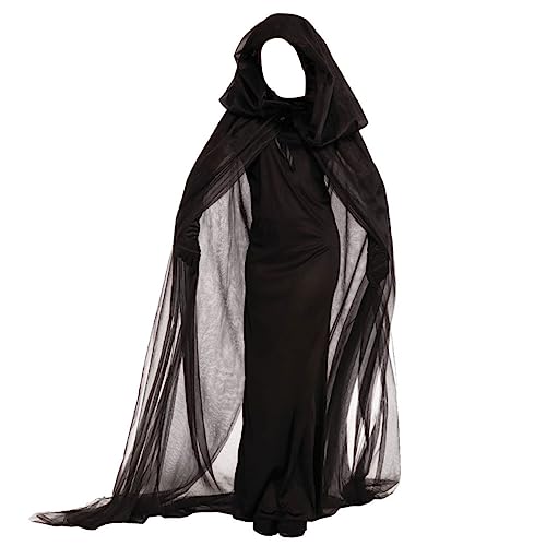 GALPADA Cosplay Hexenkleid Für Maskerade Teufelskostüm Damen Weibliches Geisterkostüm Hexenkostüm Gothic Abschlussballkleider Hexen Kapuzenumhang Umhang Kostüme Halloween von GALPADA