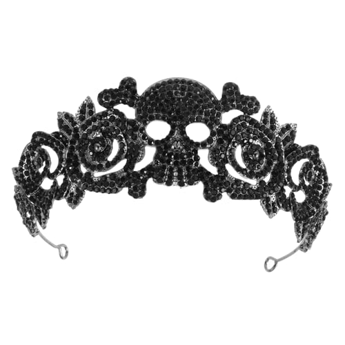 GALPADA Dunkler Kugelkopfschmuck Haarschmuck Haarband Königin Krone Dekoratives Halloween-stirnband Halloween-kopfschmuck Kronen Stirnband Halloween-haarreifen Strass-krone Black Legierung von GALPADA