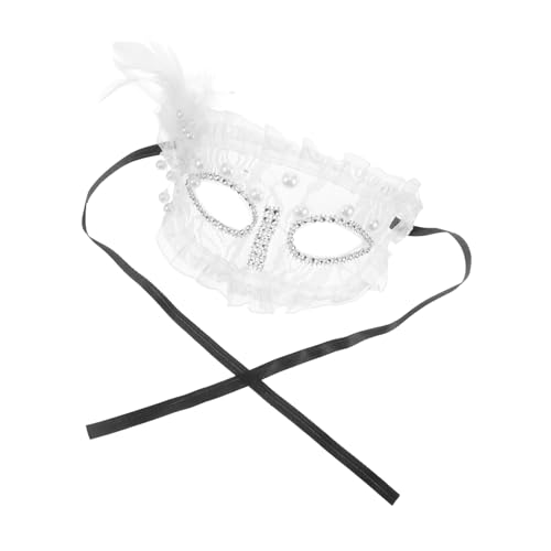 GALPADA Feder maske Maskerade Maske Frauen Spitzenmaskerademaske für Frauen Kostüm Maske Karnevalsmaske Maskenball Prom-Maskerade-Maske Maske für Halloween Cosplay-Masken Plastik Weiß von GALPADA