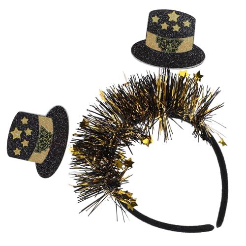 GALPADA Frohes Neues Jahr Stirnband Tiara Glitzer Stern Zylinder Weihnachtshaarband 2025 Silvester Haarreifen Kopfschmuck Haarschmuck Urlaub Partyzubehör Gefälligkeiten von GALPADA