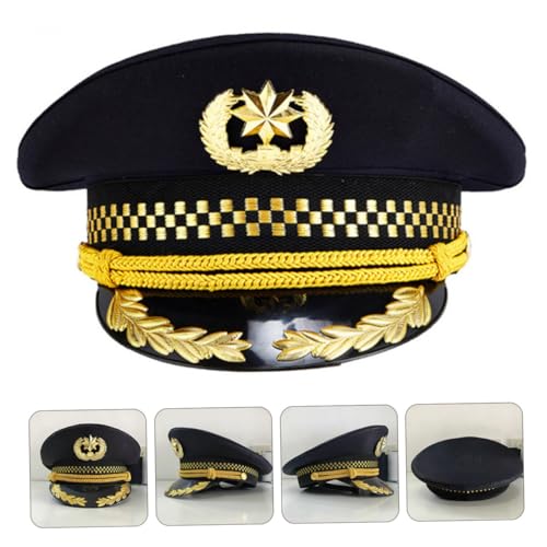 GALPADA Goldene Uniform Kapitänsmütze mit Breiter Krempe Leichte Party Cosplay Mütze für Erwachsene Verstellbare für Kostüm und Bühnenauftritte GALPADA Goldene Uniform Kapitänsmütze mit Breiter Krempe Leichte Party Cosplay Mütze für Erwachsene Verstellbare für Kostüm und Bühnenauftritte von GALPADA