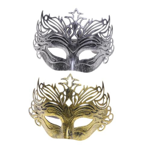 GALPADA Halloween Masken Party Dekoration Imitation Antike Plastikkrone Herrenmasken Goldene Retro Halbgesichtsmaske Für Ball Und Kostümparty von GALPADA