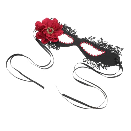 GALPADA Halbgesichts-maskerade-maske Aus Spitze Mit Roter Rose, Damen-augenmaske Für Halloween-maskenball-dekorationen, Maskenmaske von GALPADA