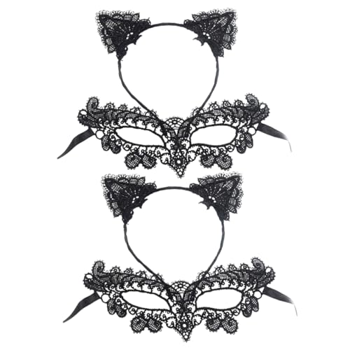 GALPADA Halbgesichtsmaske Mit Stirnband 2 Stück Set Elegante Spitzenmaske Für Halloween Karneval Maskerade Und Tanzpartys Ideal Kostümzubehör Für Damen Und Herren von GALPADA