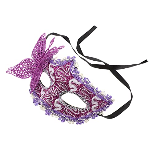 GALPADA Halbgesichtsmaske Schmetterling Venezianische Frauenmasken Requisiten Für Frauenmasken Cat-eye-party Halloween-maske Schmetterling Maskerade Maske Maskenball Maske Violett Spitze von GALPADA