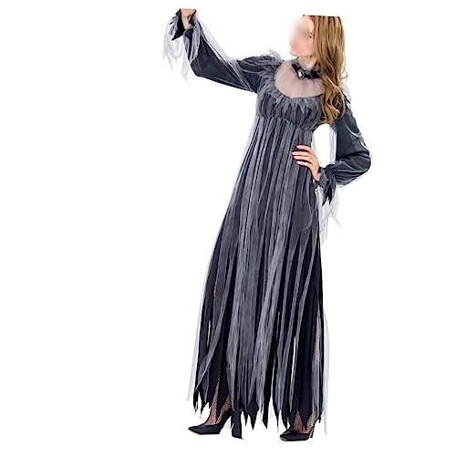 GALPADA Halloween-Hexenkleid Kostüme für Erwachsene Geisterbraut-Cosplay Maskenkleid Brautkleid halloween costume halloween kleidung Kostüm für Cosplay Frauenkostüm für die Aufführung Grey von GALPADA