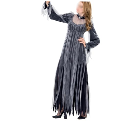 GALPADA Halloween Kostüm Für Damen Graues Teufelskleid Mit Zombie Braut Design Cosplay Kleid Für Maskerade Und Karneval Xl Empfohlenes Gewicht von GALPADA