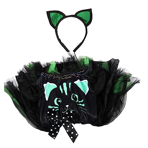 GALPADA Halloween Mädchen Katzenkleid Mit Stirnband Für Karneval Fasching Und Schulaufführungen Süßes Kostüm Für Kleine Katzenliebhaber von GALPADA