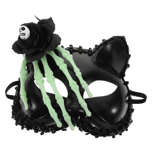 GALPADA Halloween-Maske Maskenball Tanz Maske Tiermaske Maskenparty Festliche Maske Halbgesichts-Augenmaske Tierkopfmaske Halloween-Katzenmaske lustige Masken für Erwachsene Plastik Black von GALPADA