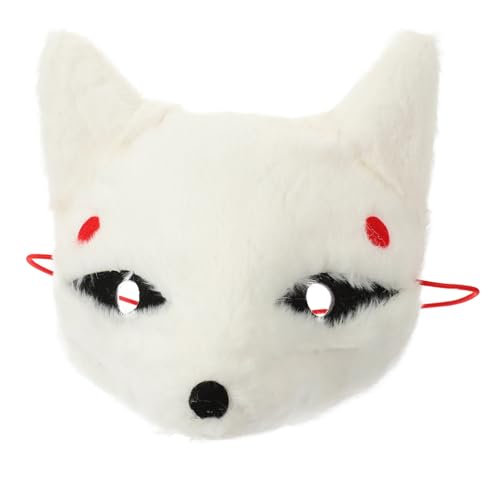 GALPADA Halloween-party- Halloween-maske Halloween-tiermasken Pelzige Tiermasken Cosplay-fuchs-accessoire Tiermasken Cosplay Tiermaske Mit Halbem Gesicht Weiß Plüsch-fuchs-maske von GALPADA