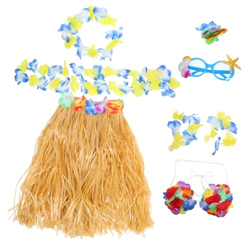 GALPADA Hawaiianisches Partyset Mit Hula Rock Sonnenbrille Haarschmuck Und Dekorationskranz 8 Teiliges Set Für Luau Und Strandpartys Ideal Für Frauen Und Sommerfeiern von GALPADA