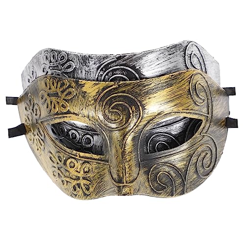 GALPADA Herren Maske Für Maskerade Bälle Retro Römische Halbmaske Antikbronze Und Imitationssilber Für Halloween Kostümparty Und Karneval von GALPADA