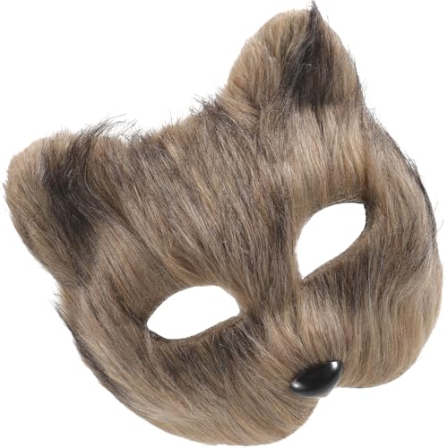 GALPADA Katzenmaske Blanko DIY Tiermaske Halbgesicht Fuchs Cosplay Kostüm Accessoire Für Maskerade Grau von GALPADA