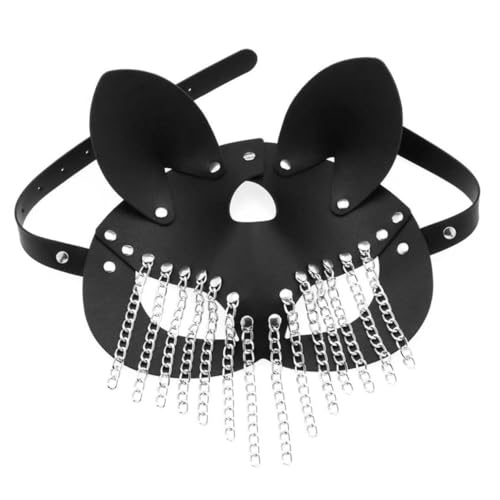 GALPADA Kettenledermaske Katzenmaske Halloween-party Outdoor- Im Punk-stil Kostüm-party- Partydekoration Halloweenkostüm Maskerade Abschlussball Pu- von GALPADA