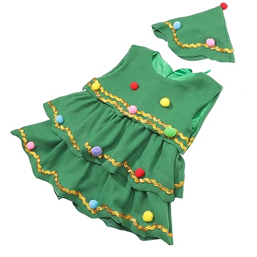 GALPADA Kostüme für Bühnenshows halloweenkostüme für kinder halloween kleider für kinder Weihnachtsbaumkleid und Hut Weihnachtskostüm Kinderkommode Weihnachtsbaumhut und -kleid Green von GALPADA