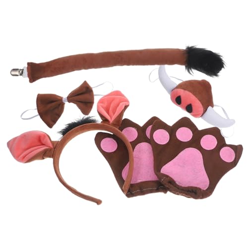 GALPADA Kostümset Für Schweinohren Stirnband Bow Tie Nase Und Handschuhen Für Karneval Fasching Und Partys Teiliges Für Mädchen Und Jungen von GALPADA