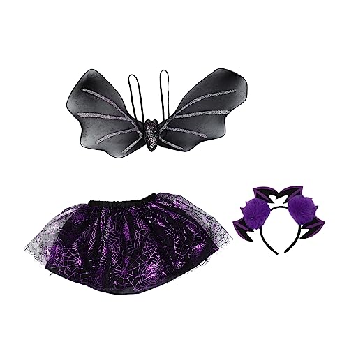 GALPADA Mädchen Kostüm Fledermaus Kleid Für Halloween Teiliges Mit Kopfschmuck Und Flügeln Kinderkostüm Für Fasching Und Karneval Für Rollenspiele Und Kostümpartys von GALPADA