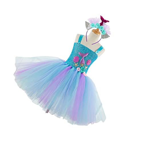 GALPADA ädchen Tüllrock Meerjungfrau Stil Kleid Cosplay Kostü Für Party Und Geburtstag Mit Haaraccessoire Größe 6 7 Jahre Geeignet Für SX HD93430 von GALPADA