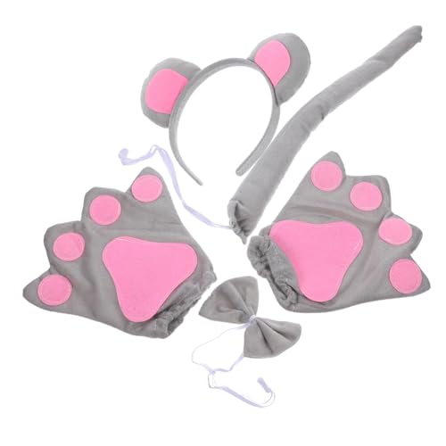 GALPADA Mäuse kostüm Set mit Grauem Ohren haarreifen Handschuhen und Schleife Niedliches Tierkostüm für Erwachsene für Karneval Geburtstag und Cosplay party GALPADA Mäuse kostüm Set mit Grauem Ohren haarreifen Handschuhen und Schleife Niedliches Tierkostüm für Erwachsene für Karneval Geburtstag und Cosplay party von GALPADA