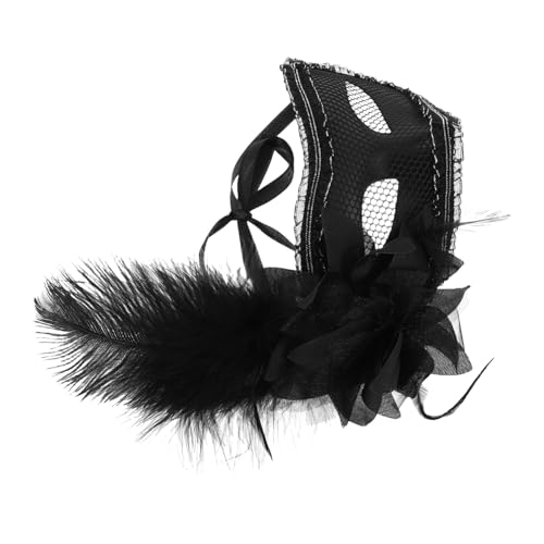 GALPADA Maskerade Maske Für Damen Schwarze Spitzenmaske Gefiederte Venezianische Maske Für Damen Maskenball Abschlussball Halloween Party Kostüm Cosplay von GALPADA