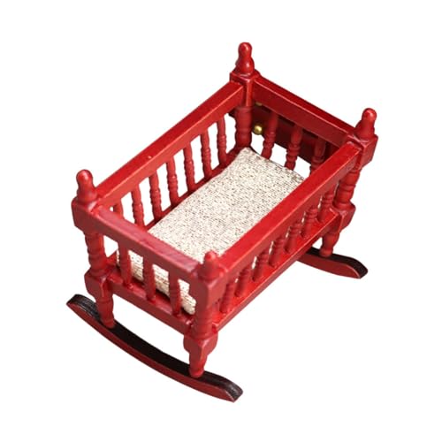 GALPADA Maßstab Rotes Babybett Puppenhausmöbel Kinderzimmer Zubehör Dekoratives Detailgetreues Niedliches Miniaturmöbel für DIY und Fotorequisiten GALPADA Maßstab Rotes Babybett Puppenhausmöbel Kinderzimmer Zubehör Dekoratives Detailgetreues Niedliches Miniaturmöbel für DIY und Fotorequisiten von GALPADA