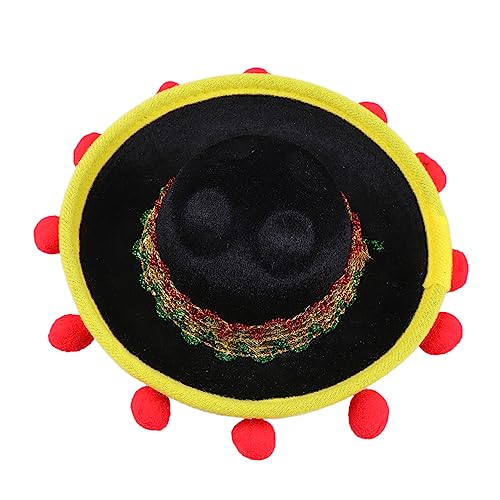 GALPADA Mexiko-Kappe kindermütze kinder kappe caps für kinder Kinderhüte kinder hut faschingsmütze haaraccessoires Mini-Kappe Mexiko-Hut Karneval Minihut Mexiko mini Haarballenmütze Black von GALPADA