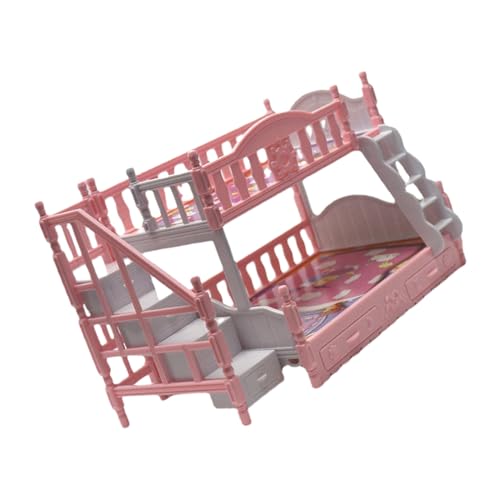 GALPADA Miniatur Doppelstockbett Puppenhaus Möbelmodell Rosa Zubehör für Puppenhaus Dekoration mit Robustem Detailreichem Design und Stilvoller Verarbeitung GALPADA Miniatur Doppelstockbett Puppenhaus Möbelmodell Rosa Zubehör für Puppenhaus Dekoration mit Robustem Detailreichem Design und Stilvoller Verarbeitung von GALPADA