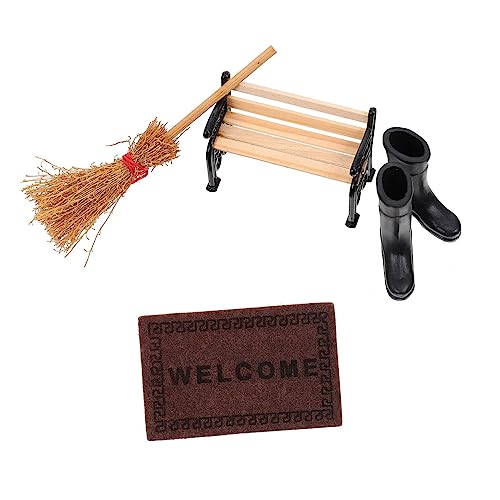 GALPADA Miniatur Puppenhaus Dekoration mit Mini Stiefel Mini Besen Braunem Teppich und Holzparkbank für Sammler Farbenfroh und Vielseitig Einsetzbar GALPADA Miniatur Puppenhaus Dekoration mit Mini Stiefel Mini Besen Braunem Teppich und Holzparkbank für Sammler Farbenfroh und Vielseitig Einsetzbar von GALPADA