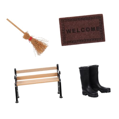 GALPADA Miniaturhaus Dekorationsset mit Miniaturstuhl Mini Teppich Besen und Schwarzen Stiefeln Handgefertigte Mini Szene Deko für Puppenhaus Gartenmöbel Kreative GALPADA Miniaturhaus Dekorationsset mit Miniaturstuhl Mini Teppich Besen und Schwarzen Stiefeln Handgefertigte Mini Szene Deko für Puppenhaus Gartenmöbel Kreative von GALPADA