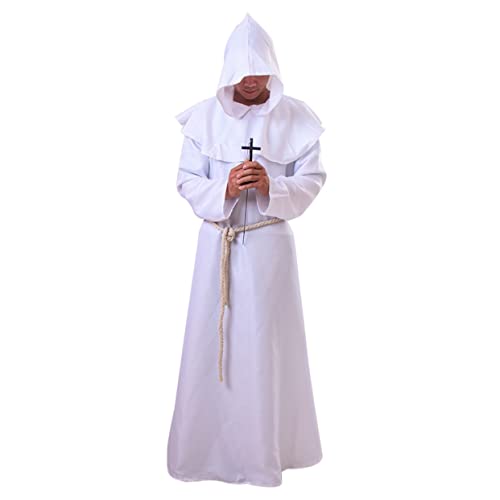 GALPADA Mittelalterliche önchsrobe Mit Kapuze Für Herren Cosplay Kostü Für Zauberer Und Priester Größe Ideal Für Halloween Und Karneval von GALPADA