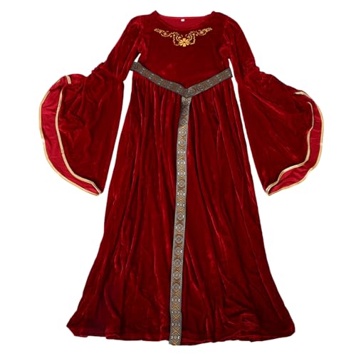 GALPADA Mittelalterliches Prinzessinnenkleid Für ädchen Mit Langen Trompetenärmeln Vintage Cosplay Kostü Für Halloween Karneval Und Bühnenauftritte Rotes Ballkleid Größe von GALPADA