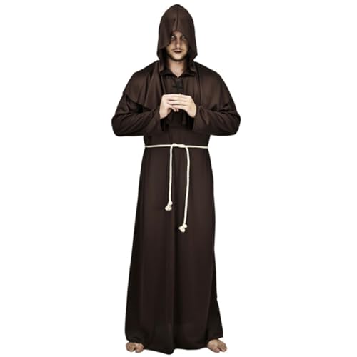 GALPADA Mittelalterliches önchskostü Für Halloween Klassisches Friar Zauberer Cosplay Outfit Größe S Kaffee Ideal Für Fasching Und Karneval von GALPADA