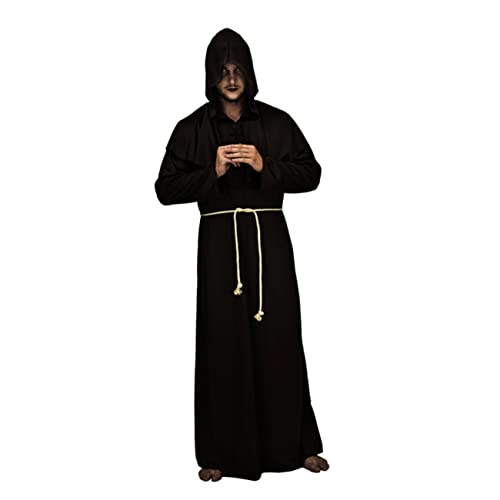 GALPADA Mönche Uniform Cosplay Priesterkostüm Für Herren Priestergewand Priester Cosplay Kostüm Zauberer Cosplay Kostüm Mittelalterliche Mönche Kleiden Sich Halloweenkostüm Black von GALPADA