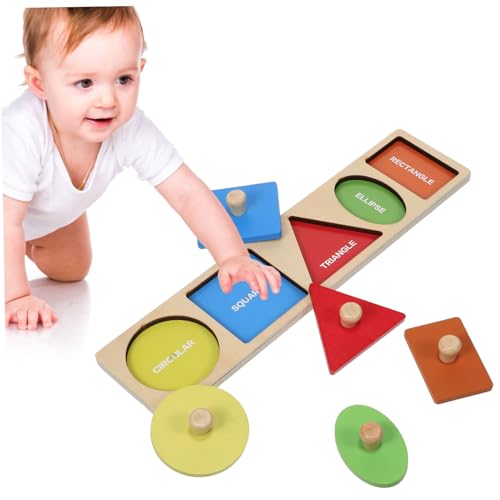 GALPADA Montessori Holzspielzeug Handgriff Brett Geometrisches Steckpuzzle für Kleinkinder mit Bunten Formen zur Feinmotorik Formenerkennungsspielentwicklung GALPADA Montessori Holzspielzeug Handgriff Brett Geometrisches Steckpuzzle für Kleinkinder mit Bunten Formen zur Feinmotorik Formenerkennungsspielentwicklung von GALPADA