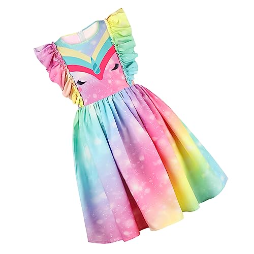 GALPADA Regenbogenkleid Prinzessinnenkleider Für Mädchen Kinder Mädchen Kleider Kostüme Für Mädchen Kleid Mit Animal-print Tutu-rock Für Mädchen Einzigartige Kostüme Mädchenkleid Polyester von GALPADA