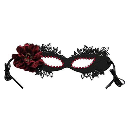 GALPADA Rose-diamant-maske Schwarzes Kostüm Augenmaske Tanzen Abschlussball-frauen-masken Cosplay-maske Halloween-requisite Kostüme Für Erwachsene Halloween-masken Schwarze Outfits Stoff von GALPADA