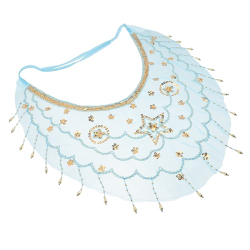 GALPADA Schleier Prom Maske Maskerade Ball Maske Abschlussball Dekor Seide Fan Schleier Cosplay Kostüm Maske Maskerade Mysterious, Himmel-Blau, 45x40cm von GALPADA