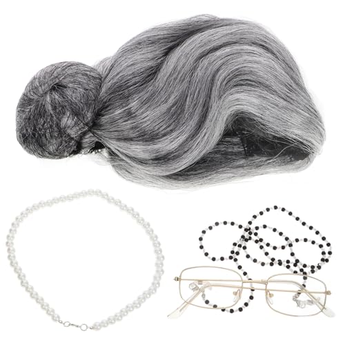 GALPADA Set Oma Perücke Set Outfit Kostüme Für Halloween Alter Mann Perücke Halloween Perücken Halloween Accessoires Bekleidung Alter Mann Kostüm Sonnenbrille Halloween Verkleidung Oma von GALPADA