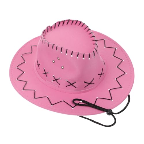 GALPADA Western-Cowboy-Hut Kindermütze Sommermütze Für Kinder Cowboyhüte Für Kinder Cowgirl-Hut Für Kinder Cosplay-kostümhut Sonnenhut Für Kinder Cowboyhut Für Kinder Rosa Polyester von GALPADA