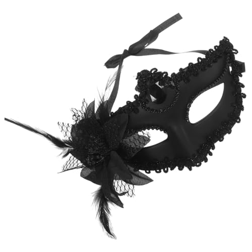 GALPADA halbe Gesichtsmaske aus Spitze funkeln Halloween Kostüm Party Maske maskerade auge venetian mask women Partyzubehör Halbspitzenmasken Feder. Plastik Black von GALPADA