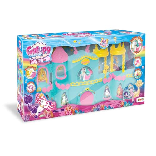 GALUPY Mermaid Magic Castle - Spielset mit verschließbarem Schloss, 1x Einhorn Figur mit Meerjungfrauenflosse und viel Zubehör von Galupy