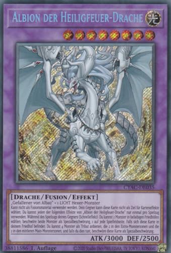 Albion der Heiligfeuer-Drache Secret Rare CYAC-DE035 - Cyberstorm Access Karte - mit GamersHeaven Cardboard Guard von GAMERSHEAVEN