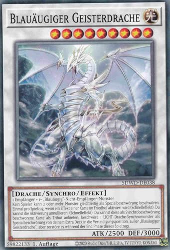 Blauäugiger Geisterdrache Common SDWD-DE038 - Blue-Eyes White Destiny Karte - mit GamersHeaven Cardboard Guard von GAMERSHEAVEN