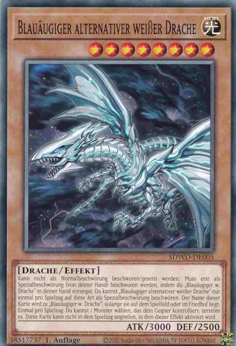 Blauäugiger alternativer weißer Drache Common SDWD-DE005 - Blue-Eyes White Destiny Karte - mit GamersHeaven Cardboard Guard von GAMERSHEAVEN