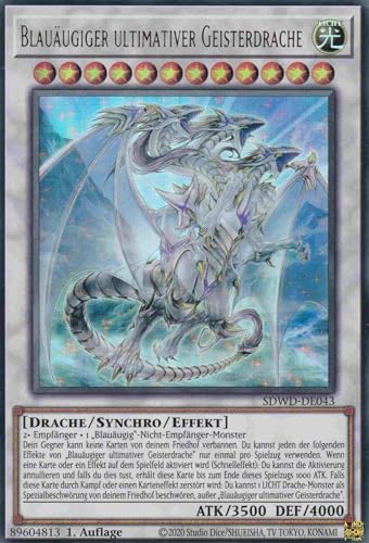 Blauäugiger ultimativer Geisterdrache Ultra Rare SDWD-DE043 - Blue-Eyes White Destiny Karte - mit GamersHeaven Cardboard Guard von GAMERSHEAVEN