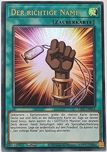 Der richtige Name Ultra Rare LED7-DE014 - Legendary Duelists Rage of Ra Karte - mit GamersHeaven Cardboard Guard von GAMERSHEAVEN