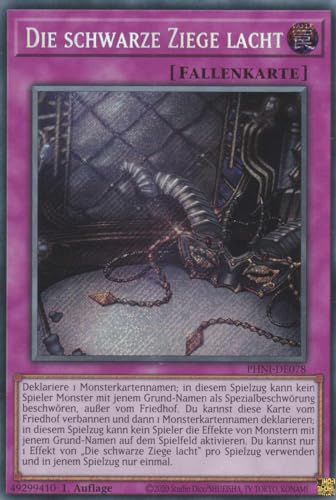 Die Schwarze Ziege lacht Secret Rare PHNI-DE078 - Phantom Nightmare - mit GamersHeaven Cardboard Guard von GAMERSHEAVEN